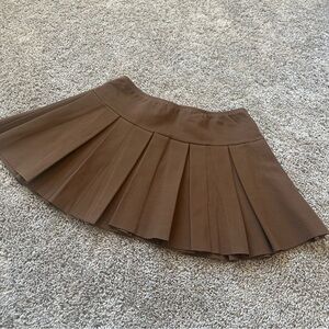 Current Mood Brown Pleated Mini Skirt